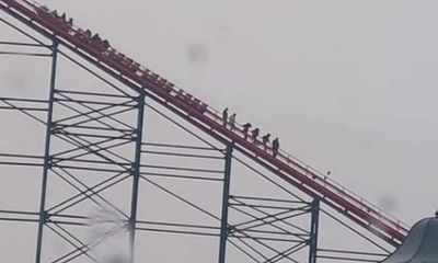 Riders walk down UK’s tallest rollercoaster after it stops in high winds