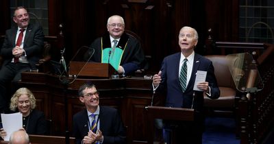 'Ta me sa bhaile, I am home' - Joe Biden delivers historic address to Oireachtas