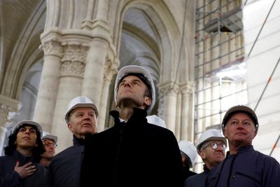 France's Macron tours Notre Dame Cathedral reconstruction
