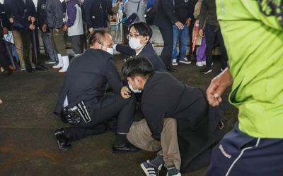 Panic grips crowd as ‘smoke bomb’ forces Japan’s PM Fumio Kishida to dive for cover