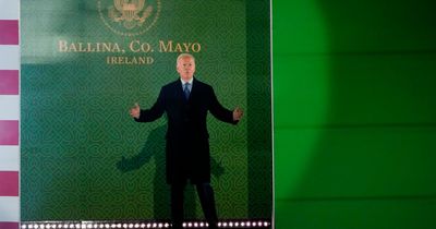 RTE viewers in stitches at Joe Biden's 'Royal Rumble' style entrance to stage for Ballina speech