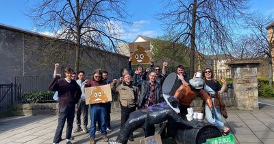 Edinburgh Living Rent union stage protest in response to lack of public toilets