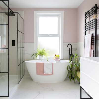 This luxury bathroom wish list included a freestanding bath and walk-in shower