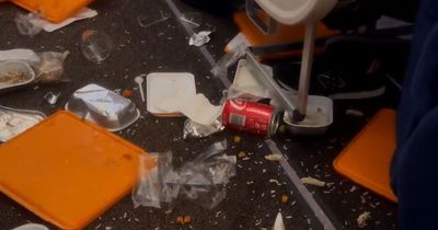 Terrifying moment flight turbulence causes panic with food and drink thrown everywhere