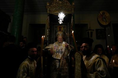 AP PHOTOS: Orthodox patriarch marks Easter on Turkish island