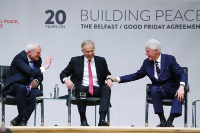 Watch as Bill and Hillary Clinton mark 25 years of Good Friday Agreement alongside Tony Blair in Belfast