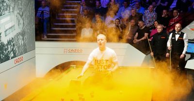 Protestors disrupt World Snooker Championship on day three at the Crucible