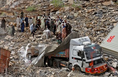 Landslide in Pakistan's Khyber Pass buries trucks, kills at least two people