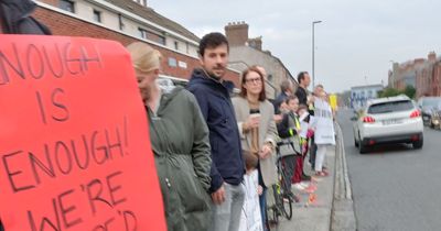 Drumcondra residents protest over 'dangerous' cars mounting narrow footpath