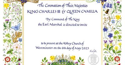 Calligraphers put finishing touches on invitations to 'The Coronation of Their Majesties King Charles III and Queen Camilla'