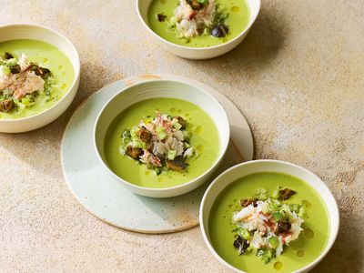 Summer soup: Green gazpacho with crab and walnuts