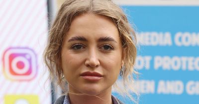 Georgia Harrison joins demonstration at Parliament after Stephen Bear conviction