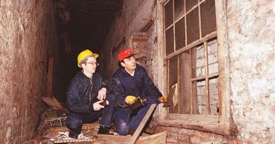 Inside Victorian street buried under busy city - with road, gas lamps and shops