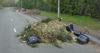 Road so covered in rubbish by fly-tippers cars can't drive down it