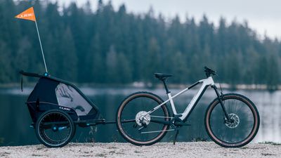 An everyday escape pod for adventurous families, the CUBE Kids Trailer CMPT is an all-in-one multi-terrain buggy and bike trailer