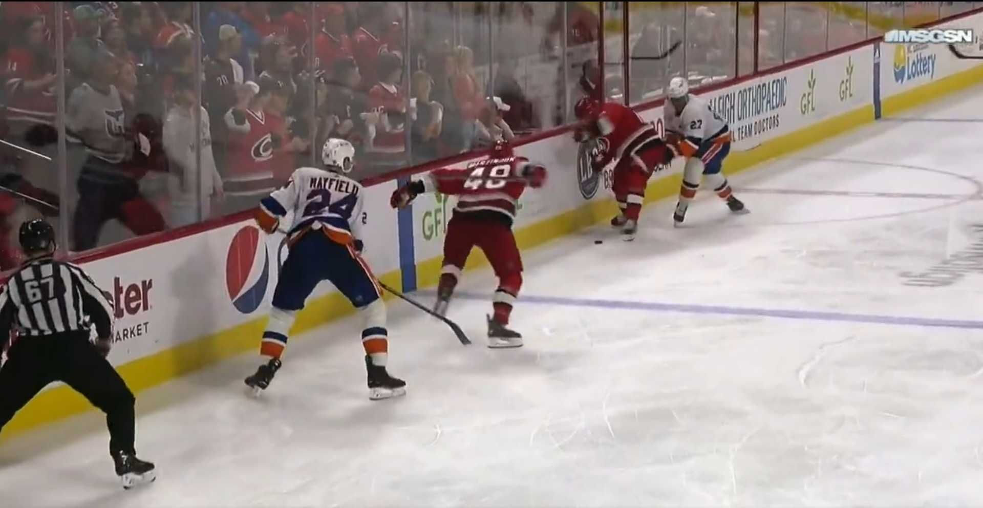 NHL refs missed a blatant high sticking penalty before…