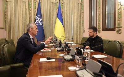 Ukraine appeals to NATO chief for membership, more arms