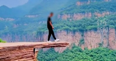 China's 'Test of Courage' cliff edge destroyed after attracting daredevil tourists