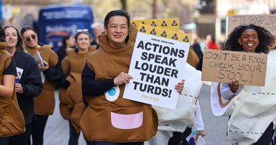 'Dirty protest' hits streets of Manchester as campaigners dress up in poo and toilet roll costumes