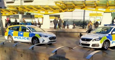 Terrifying moment huge knife thrust at man during city centre brawl