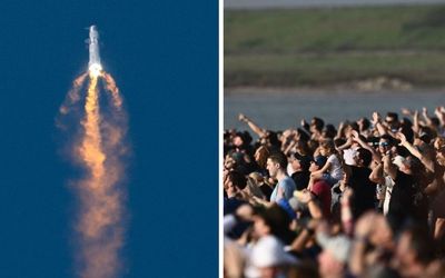 Musk hails ‘success’ after world’s biggest rocket lifts off – then explodes