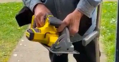 Moment landlord breaks through tenant's front door with a SAW in terrifying video