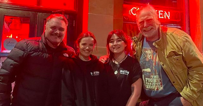 Glasgow Buck's Bar visited by actors Alex Ferns and James Cosmo