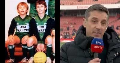 Former Manchester United captain Gary Neville pictured in Arsenal shirt as Premier League promise made