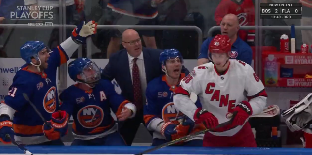 Canes center Martin Nečas punched a random Islanders…