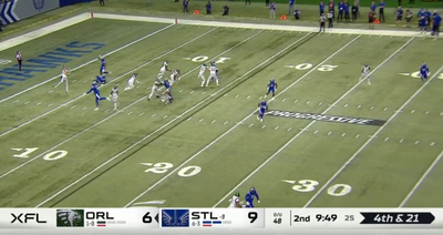 An XFL punter turned a fake punt into a wild 84-yard touchdown pass to a former NFL tight end