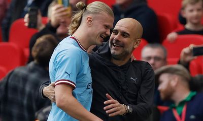 ‘We are neighbours’: Guardiola laughs off Manchester United fans’ treble fears