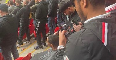 Man Utd fan incredibly appears to have haircut in Wembley stands during FA Cup semi-final