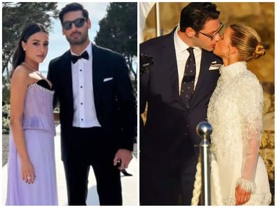 Tania Shroff and beau Ahan Shetty attend Sofia Richie and Elliot Grainge's wedding
