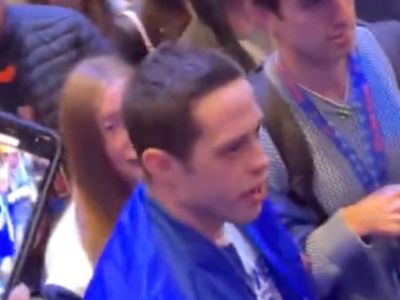 Pete Davidson filmed angrily pushing away overexcited fan who tries to hug him at Knicks game