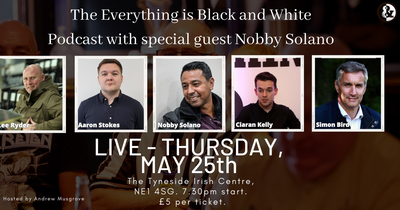 Your chance to come and meet Toon legend Nobby Solano as The Everything is Black and White Podcast goes LIVE
