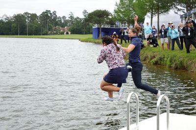 Photos: Lilia Vu makes a splash with 2023 Chevron Championship win, continues pond jump tradition in Texas