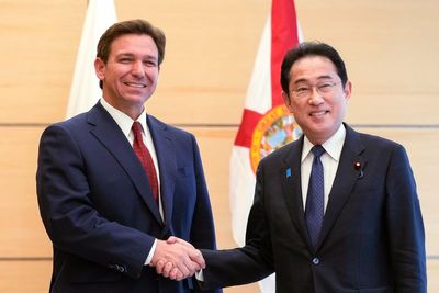 ‘I’m not a candidate’: Ron DeSantis awkwardly reacts to question on Trump beating him in the polls
