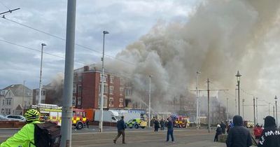 Plumes of smoke seen for miles as huge fire tears through derelict Blackpool hotel AGAIN
