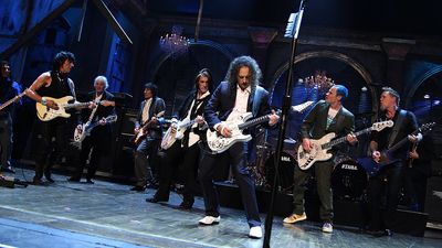 Watch Jeff Beck, Jimmy Page and Joe Perry join Metallica for a pulverizing performance of Train Kept A-Rollin' at 2009’s Rock and Roll Hall of Fame induction ceremony