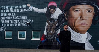 Frankie Dettori left "gobsmacked" as giant mural unveiled at Epsom racecourse