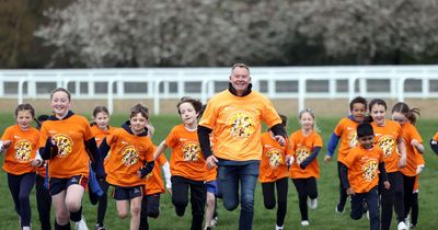 Schoolchildren make a giant number 40 to launch this year's 'amazing' Children's Cancer Run