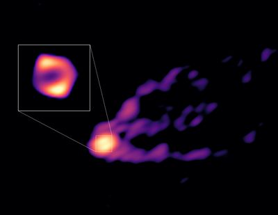 Astronomers snap 1st-ever direct image of a black hole blasting out a powerful jet (photo, video)