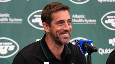 Aaron Rodgers Cracks Joke About Jets’ Lone Super Bowl Trophy
