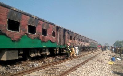 At least seven dead in Pakistan passenger train fire