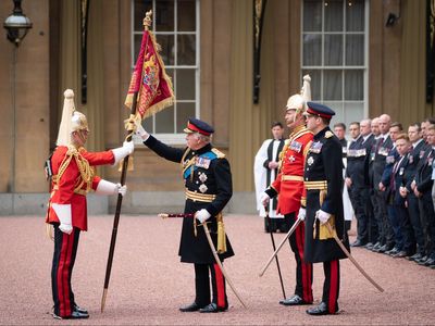King speaks of ‘pride and gratitude’ as he presents new Standards and Colours