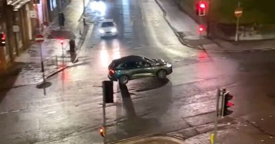 Staggering moment 'casual' driver goes wrong way round Kilmarnock one way system