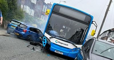 Passengers hurt after BMW crashes into Stagecoach bus