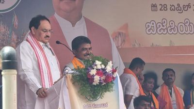BJP president J.P. Nadda warns that voting for Congress is voting for PFI during Karnataka Assembly election rally in Sorab