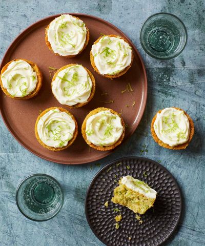 Ravneet Gill’s mini courgette and olive oil cakes with lime frosting – recipe