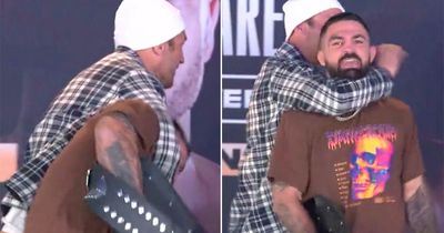 Luke Rockhold 'chokes' Mike Perry during staredown before bare-knuckle fight